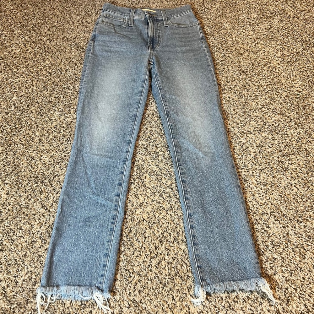 Madewell The Perfect Vintage Jean Light Wash Frayed Hem Cropped Bootcut‎ Size 24
